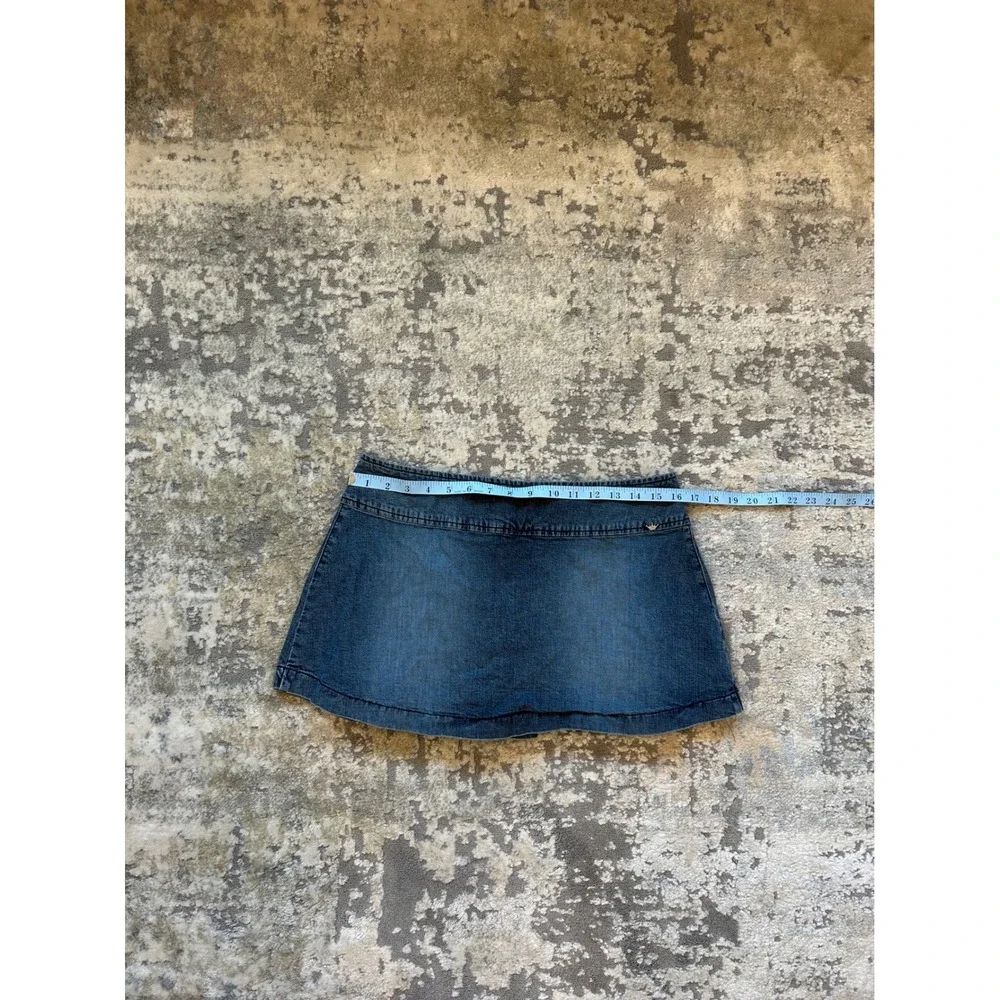 Y2K denim pleated mini micro skirt Baddie 4 button detail‎ 9